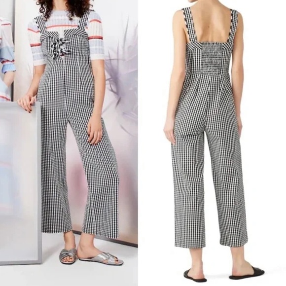 Tanya Taylor Pants - Tanya Taylor Black and White Gingham Jumpsuit